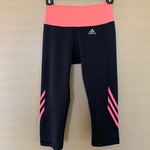 Dark grey and Pink Adidas cropped leggings